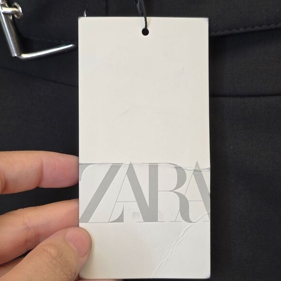 NWT Zara Womens M Box Pleated A-Line Belt Buckled Black Mini Skort 3067/538/800 - Picture 12 of 15